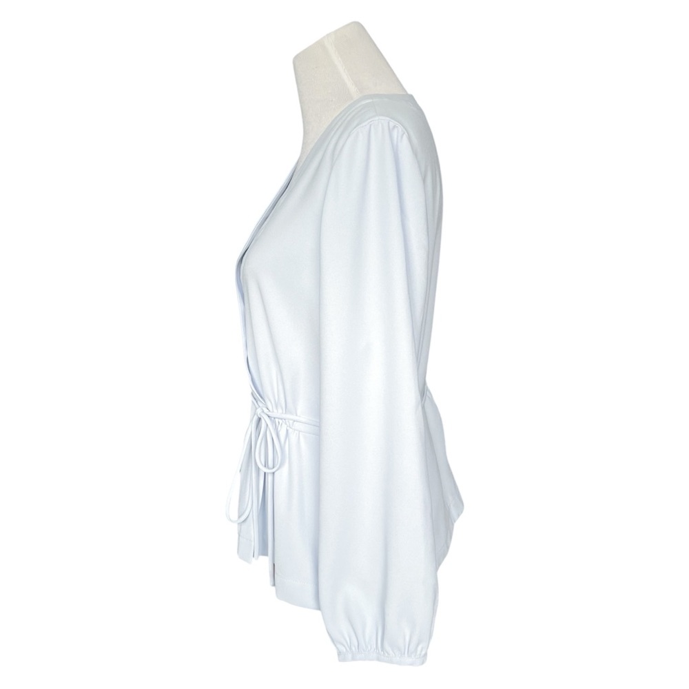 J. Crew Drapey crepe faux-wrap top Women’s 18 Light Blue - Picture 4 of 7